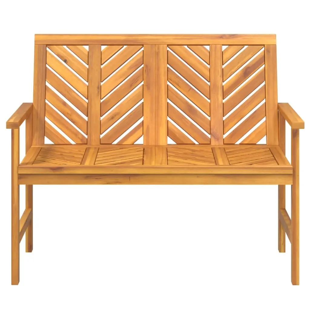 Acacia Wood Garden Bench 109cm Brown Chevron Backrest with Armrests