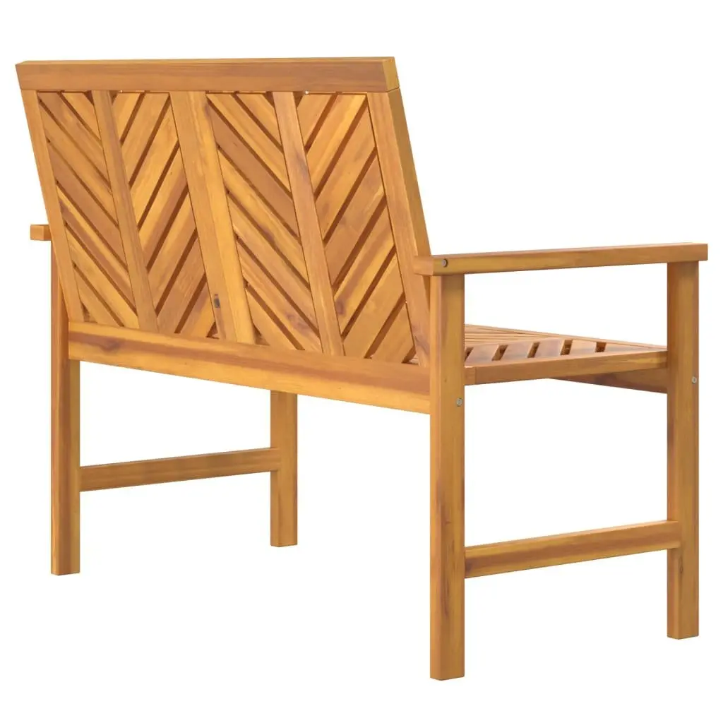 Acacia Wood Garden Bench 109cm Brown Chevron Backrest with Armrests