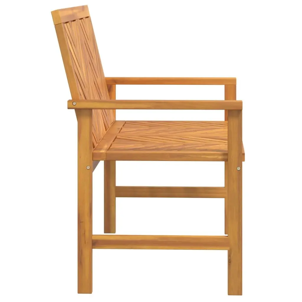 Acacia Wood Garden Bench 109cm Brown Chevron Backrest with Armrests