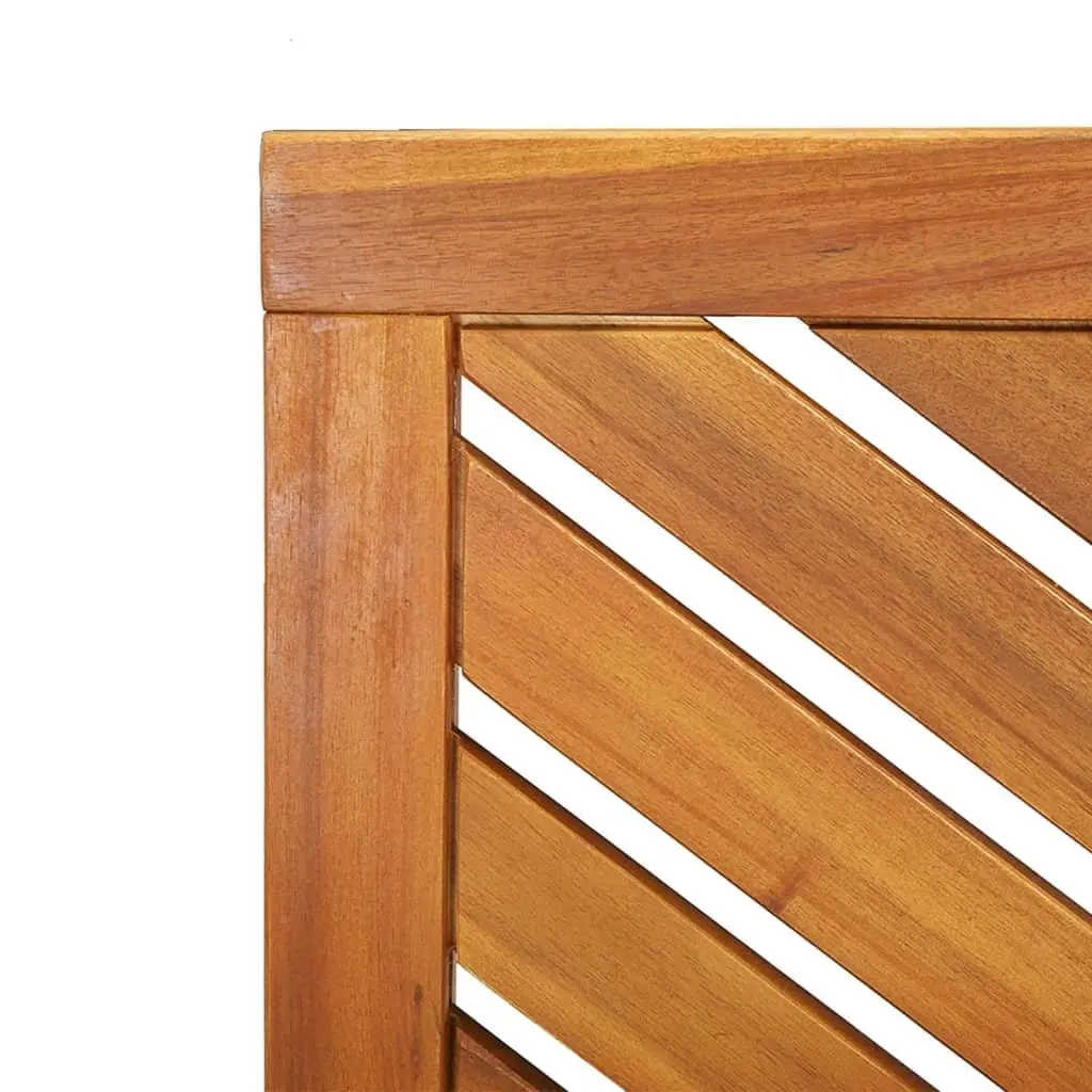 Acacia Wood Garden Bench 109cm Brown Chevron Backrest with Armrests