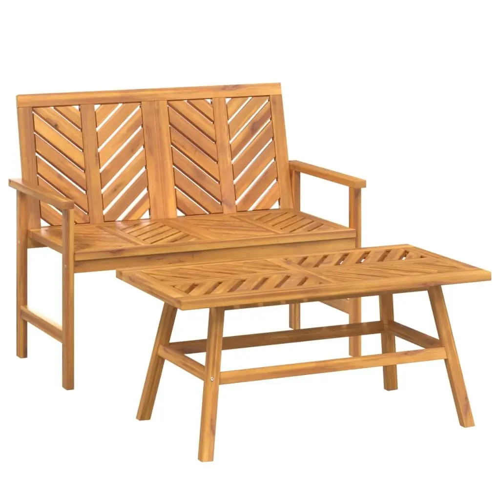 Garden Lounge Set Acacia Wood Outdoor Furniture with Armrests 2 Piece Brown