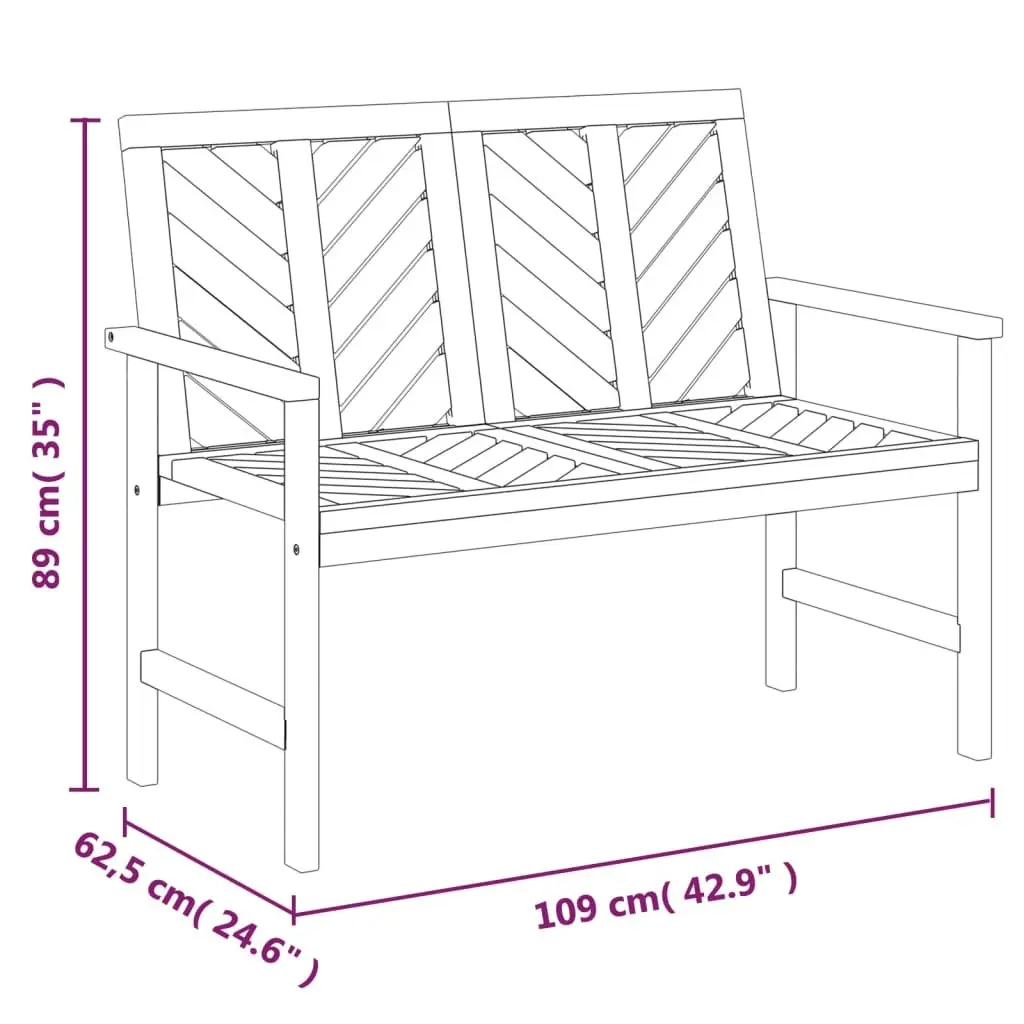 Garden Lounge Set Acacia Wood Outdoor Furniture with Armrests 2 Piece Brown
