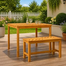 Durable Solid Acacia Wood Garden Bench - 80cm Width