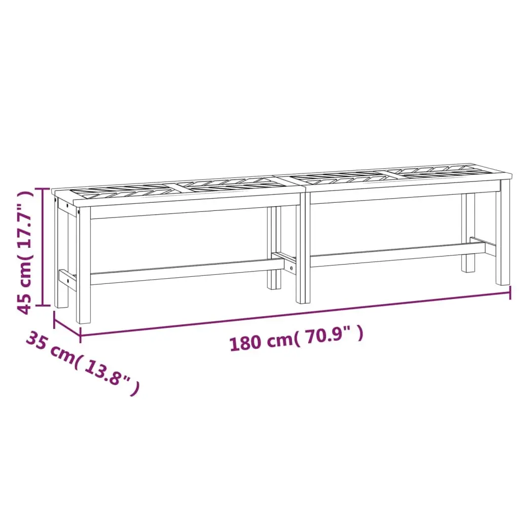 Garden Bench 180cm Outdoor Seating Wooden Slat Design Brown Patio Furniture