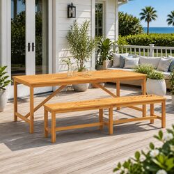Durable Acacia Garden Dining Table - 200x90x74cm