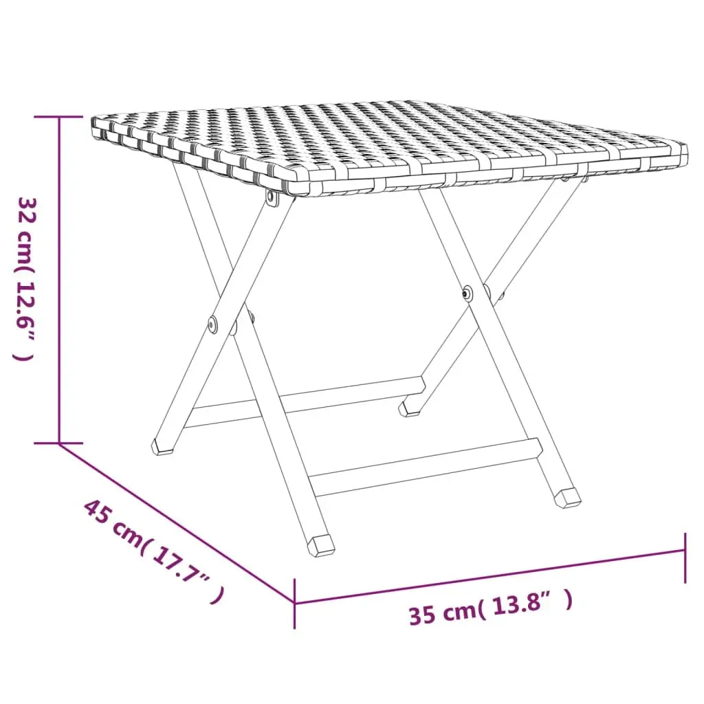 Black Folding Outdoor Table 45x35x32 cm