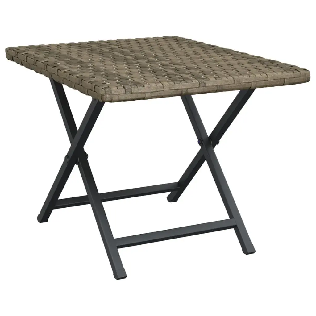 Folding Outdoor Table Grey 45x35x32 cm Poly Rattan Garden Patio Furniture
