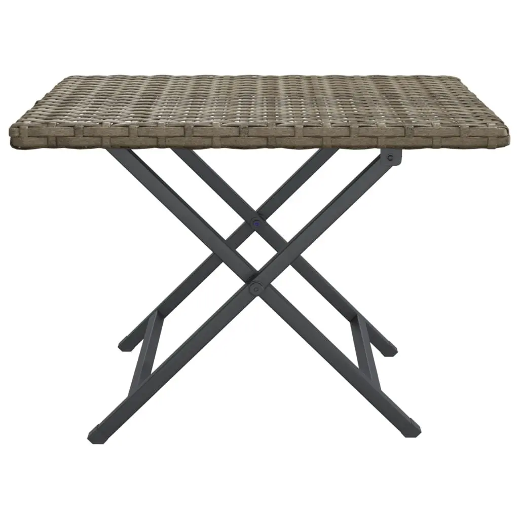 Folding Outdoor Table Grey 45x35x32 cm Poly Rattan Garden Patio Furniture