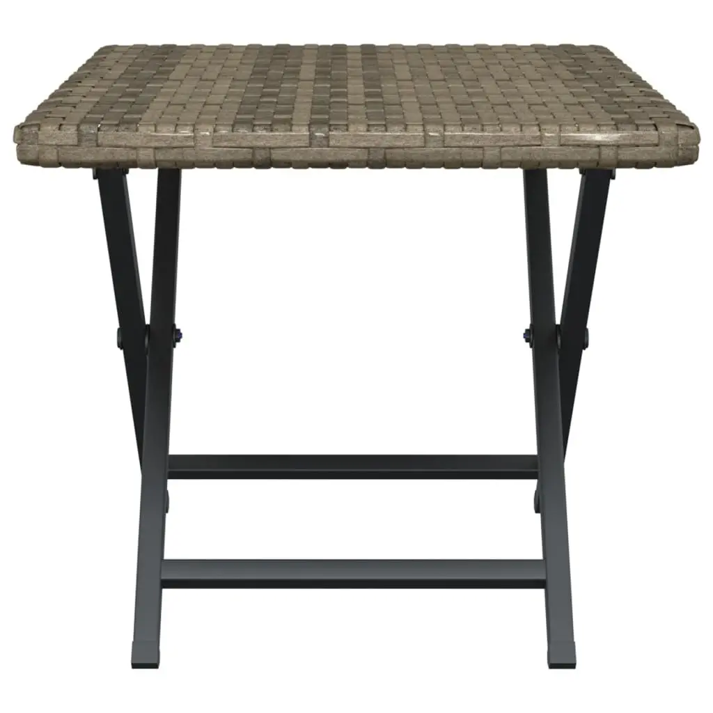 Folding Outdoor Table Grey 45x35x32 cm Poly Rattan Garden Patio Furniture