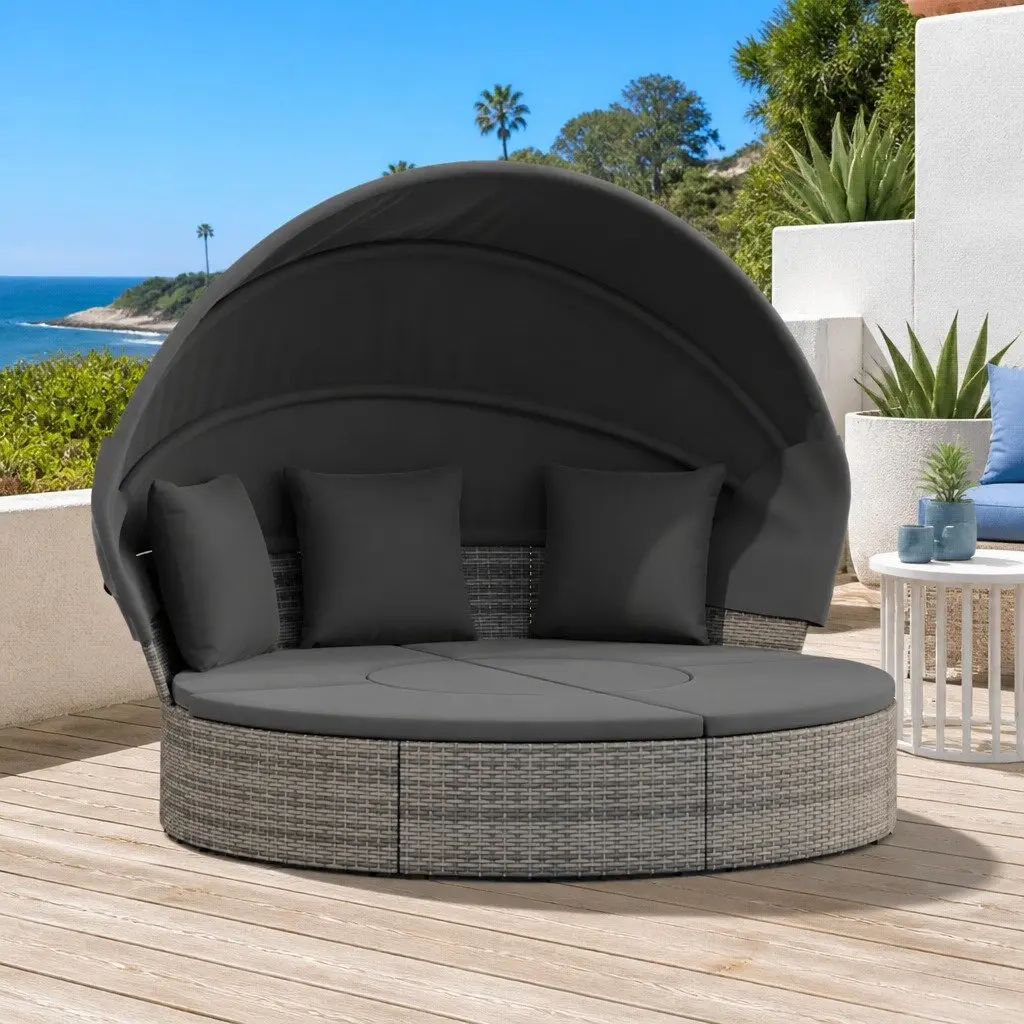 Outdoor Lounge Bed with Canopy