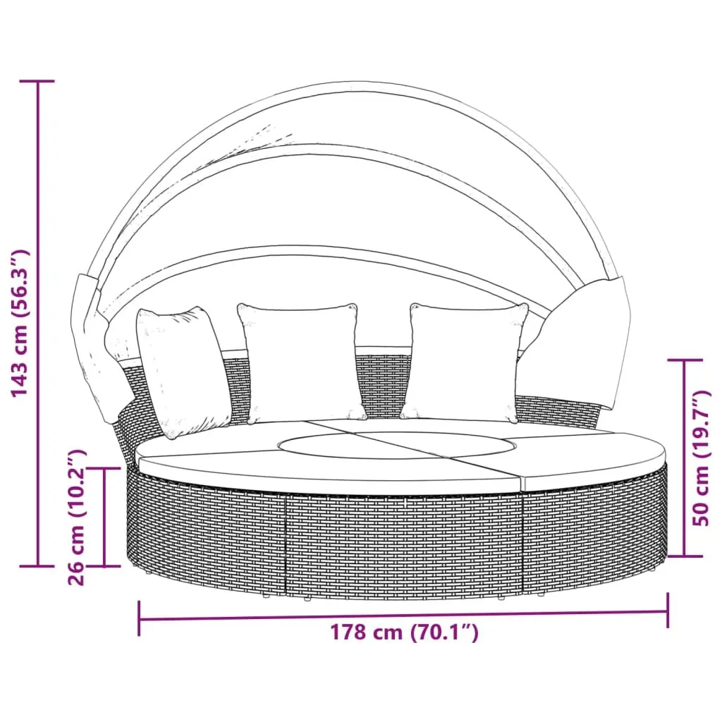Outdoor Lounge Bed with Canopy