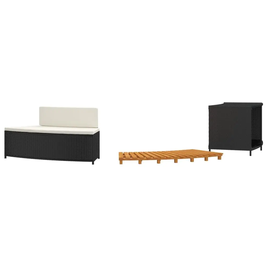 Hot Tub Surround Storage Bench Spa Step Acacia Wood Rattan Outdoor Black