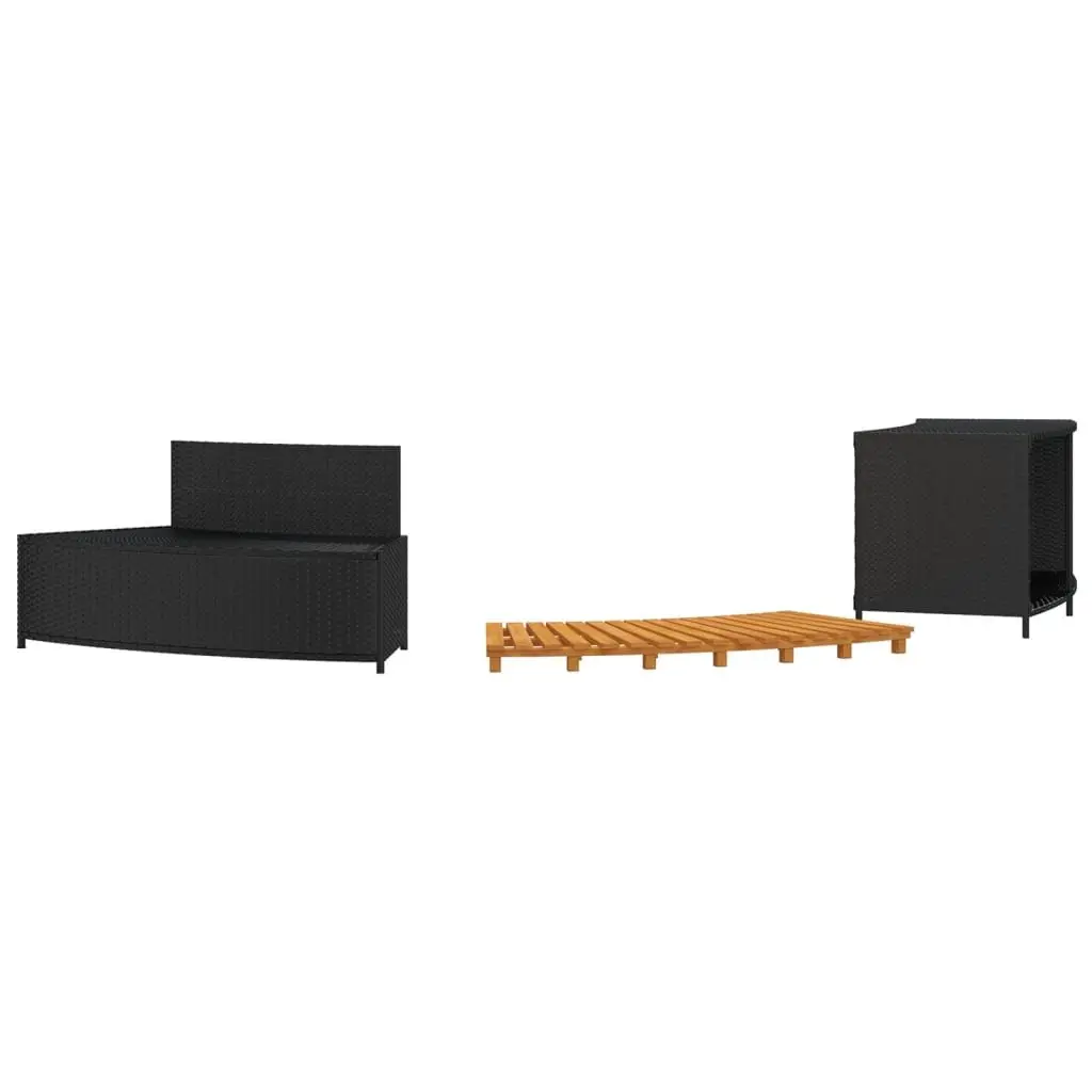 Hot Tub Surround Storage Bench Spa Step Acacia Wood Rattan Outdoor Black
