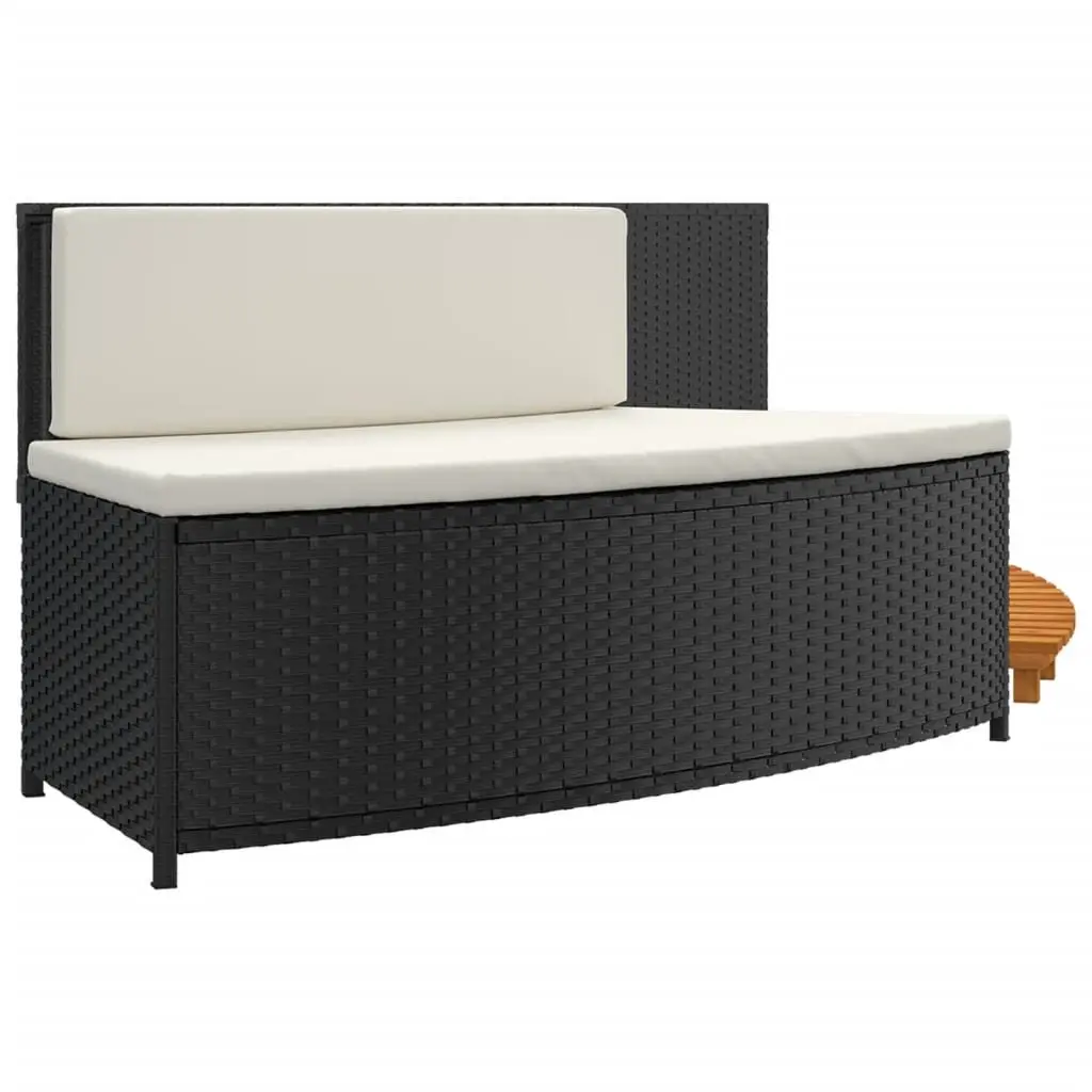 Hot Tub Surround Storage Bench Spa Step Acacia Wood Rattan Outdoor Black