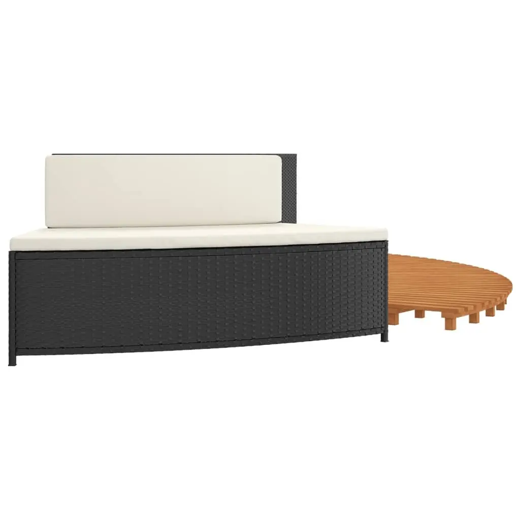 Outdoor Enclosure Storage Shelf Black Rattan Wood Spa Bench Hot Tub Surround