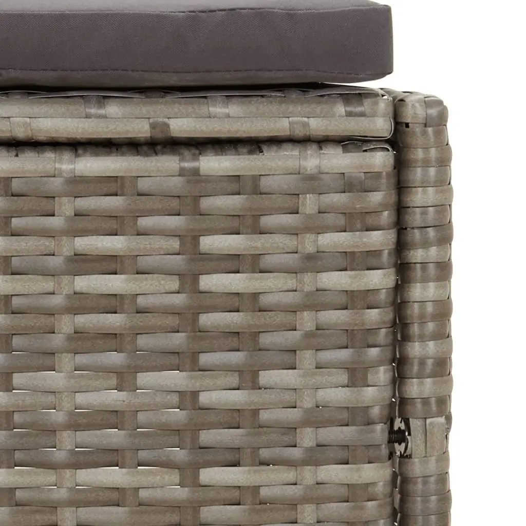 Spa Bench Storage Shelf Surround for Hot Tub Grey Poly Rattan Acacia Wood Frame