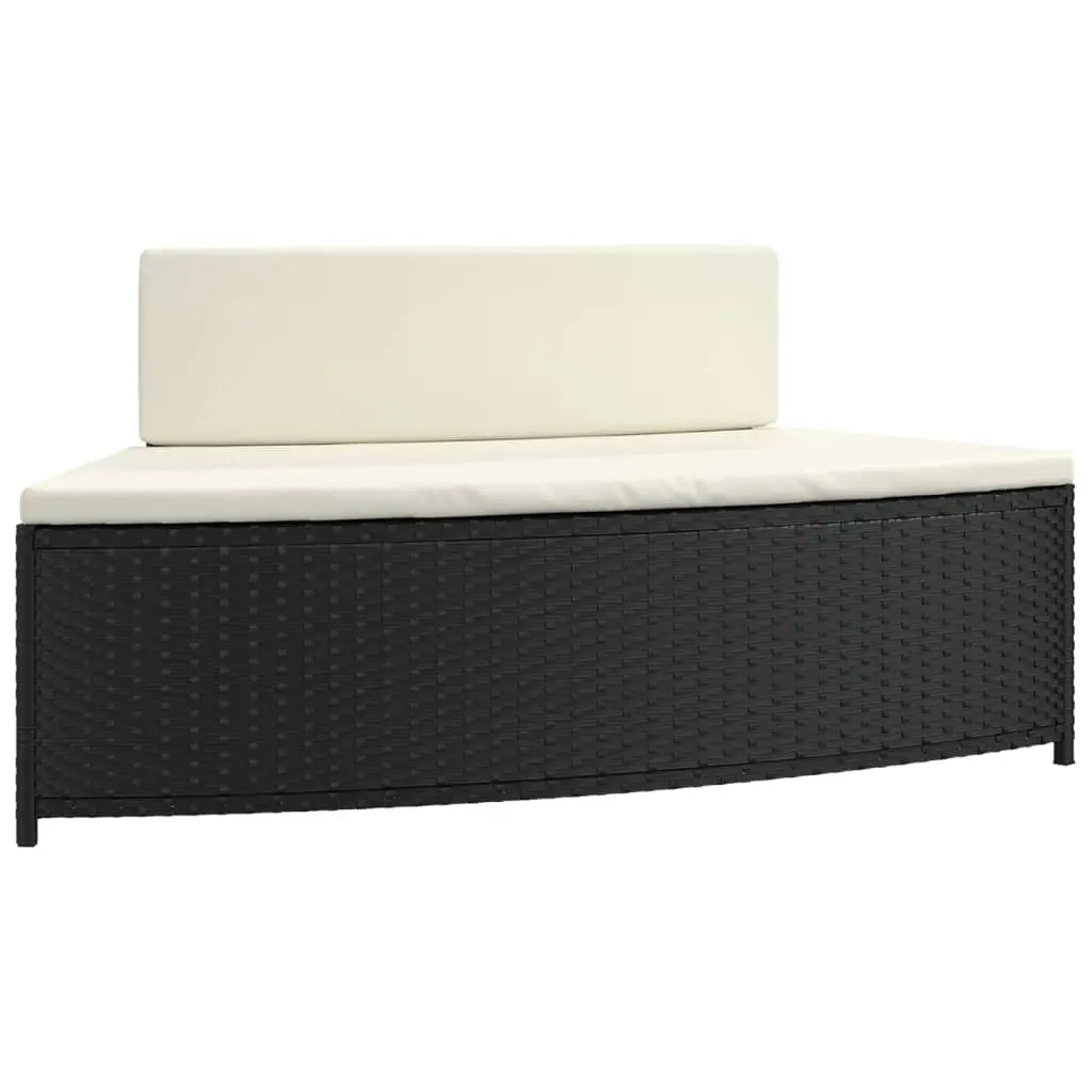 Spa Benches Cushioned Outdoor Garden Seating Set of 2 Black Poly Rattan