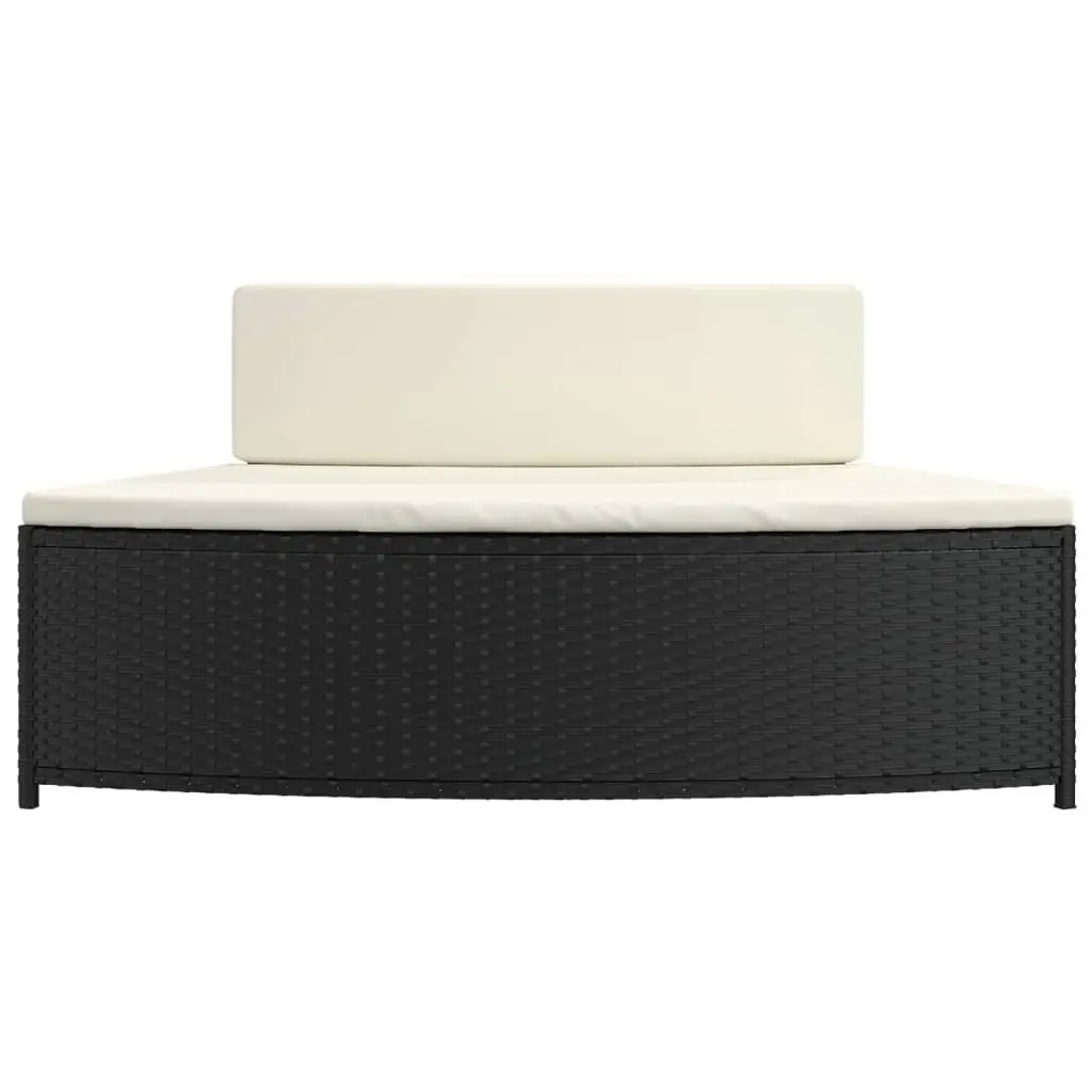 Spa Benches Cushioned Outdoor Garden Seating Set of 2 Black Poly Rattan