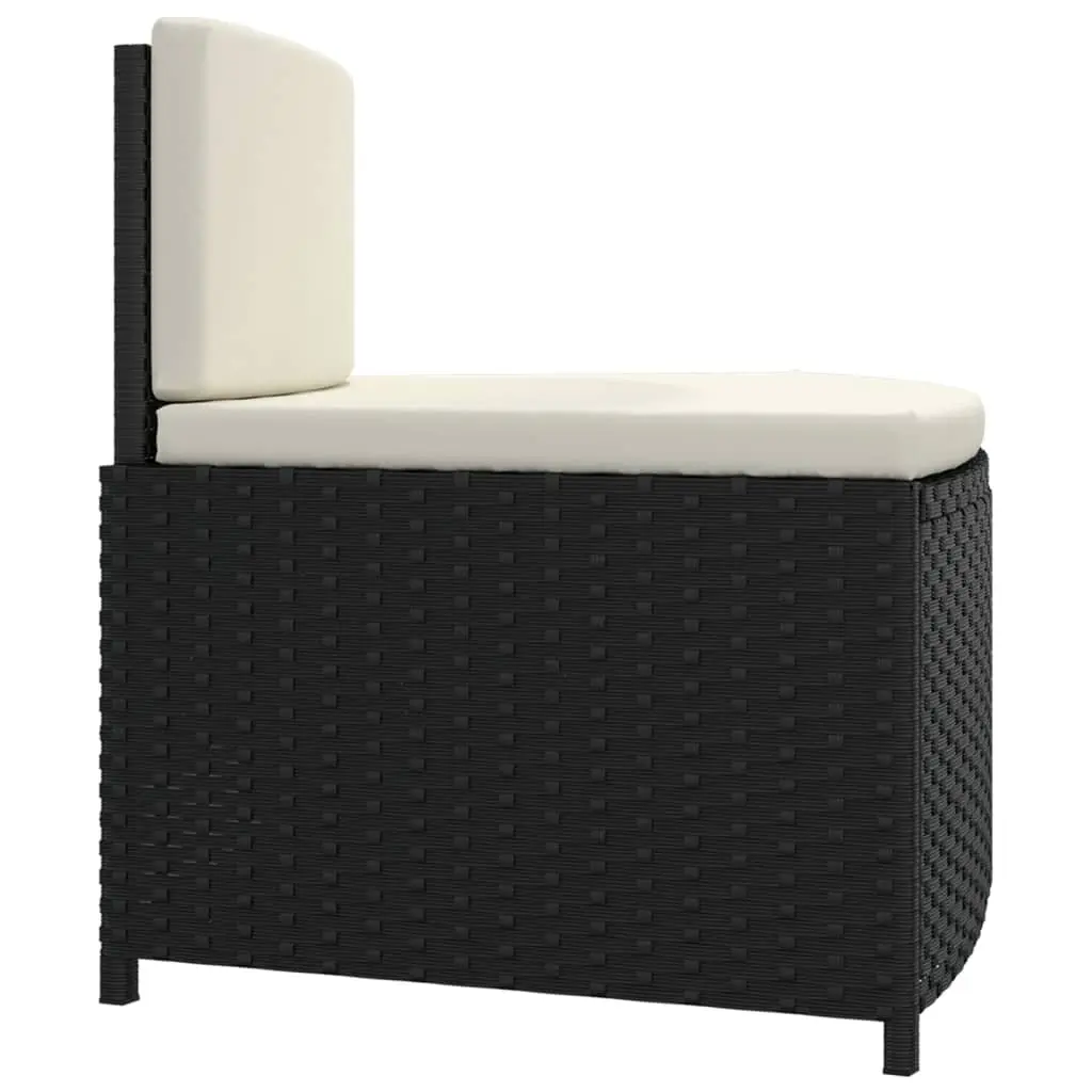 Spa Benches Cushioned Outdoor Garden Seating Set of 2 Black Poly Rattan