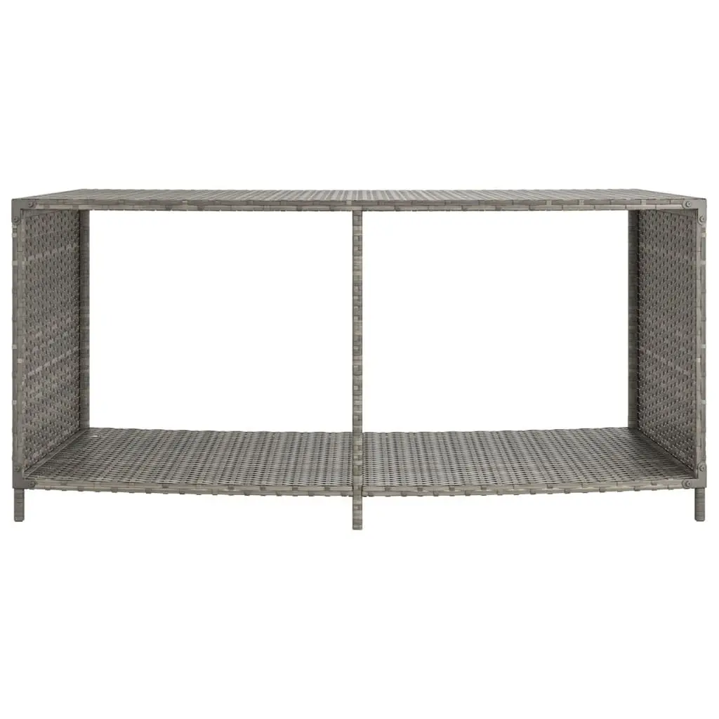 Outdoor Storage Shelves Organiser Unit 2pcs Grey Poly Rattan