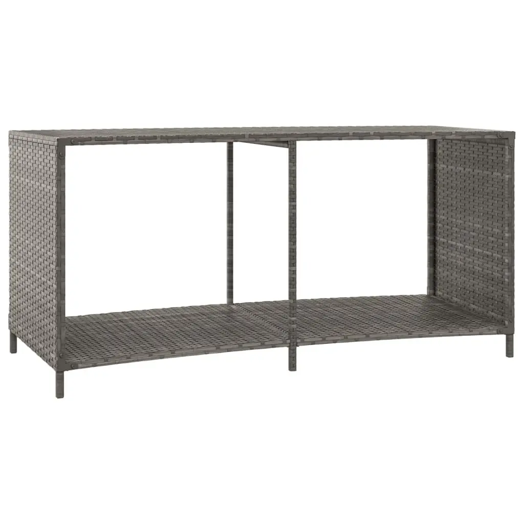 Outdoor Storage Shelves Organiser Unit 2pcs Grey Poly Rattan