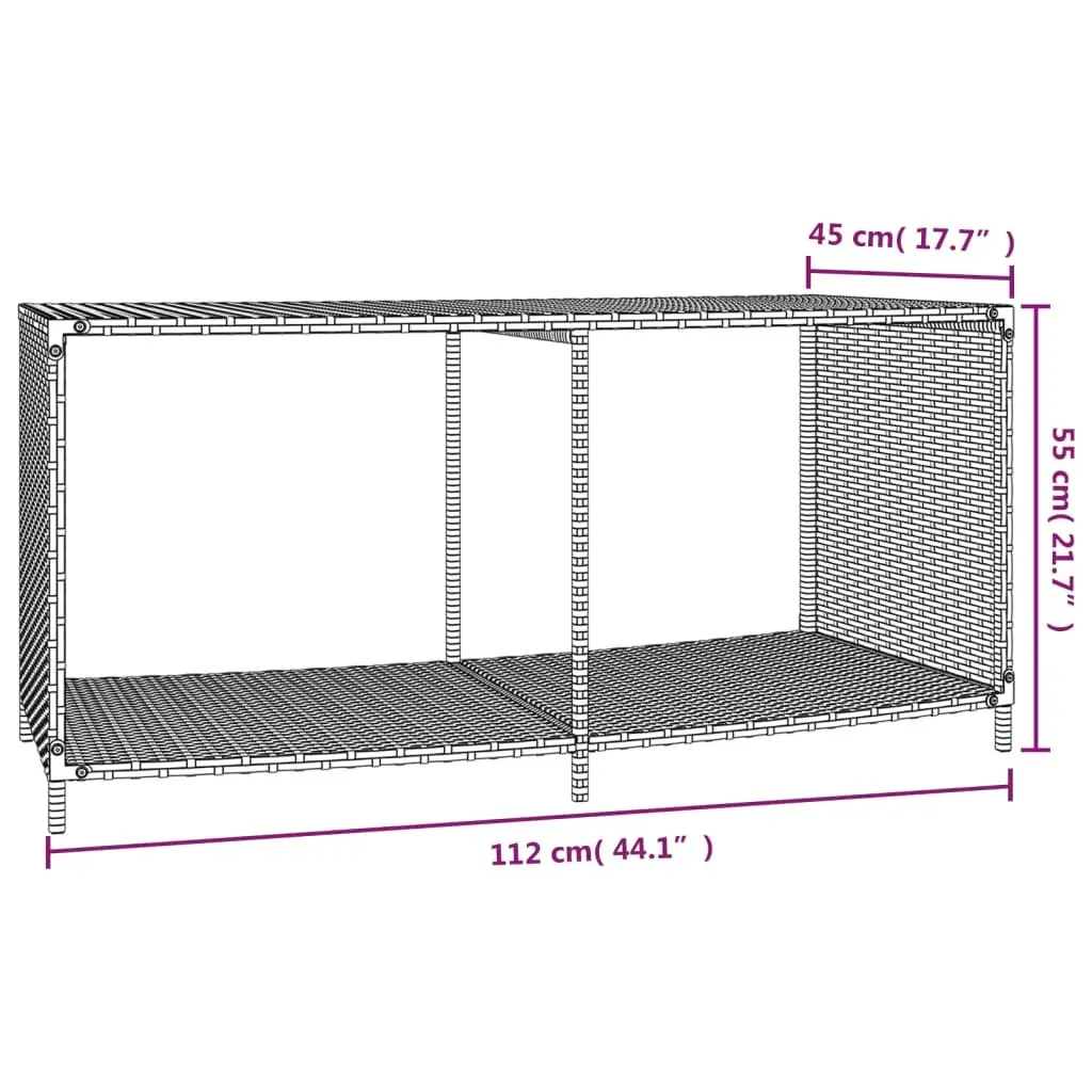 Outdoor Storage Shelves Organiser Unit 2pcs Grey Poly Rattan