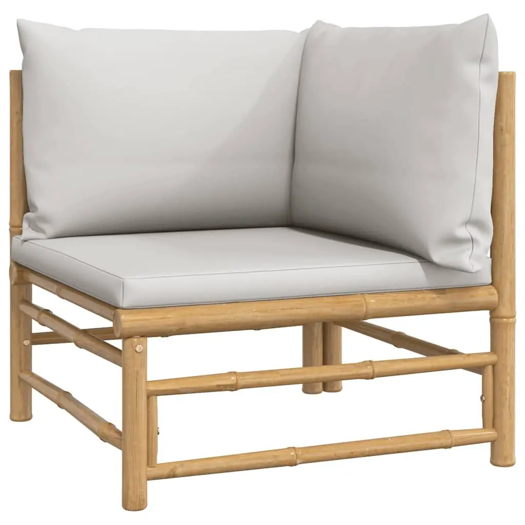 Bamboo Sectional with Grey Cushions