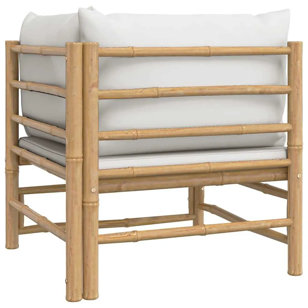 Bamboo Corner Sofa with Grey Cushions