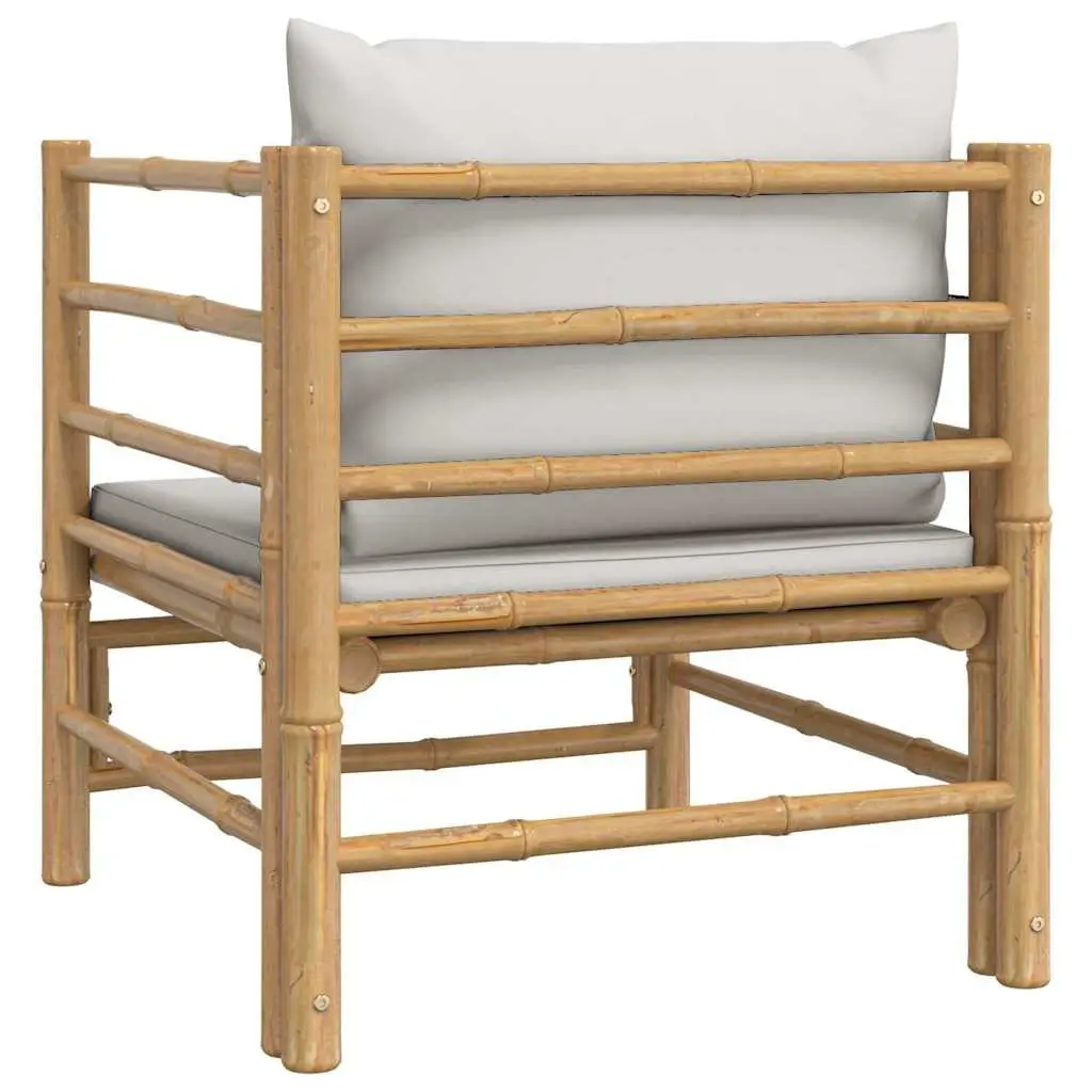 Outdoor Sectional Sofa Garden Seating Modular Bamboo Frame Grey Cushions