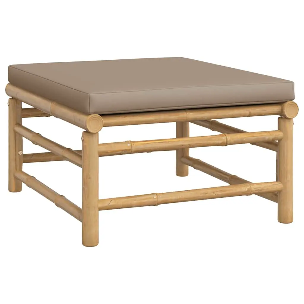Bamboo Garden Lounge Set Outdoor Sofa 3 Piece Modular with Taupe Cushions