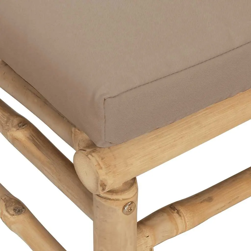 Bamboo Garden Lounge Set Outdoor Sofa 3 Piece Modular with Taupe Cushions