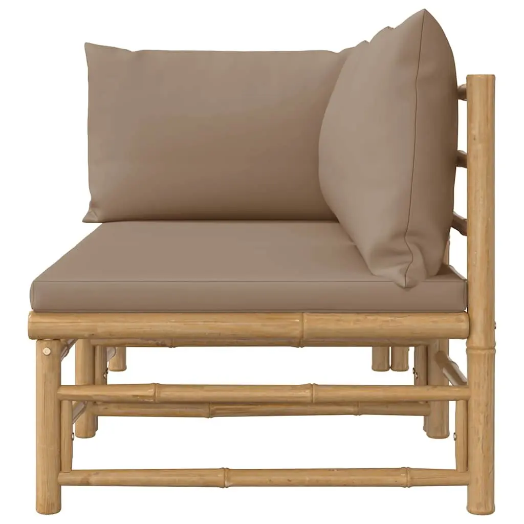 Garden Lounge Set Outdoor Sectional 2 Piece Bamboo Furniture Taupe Cushions