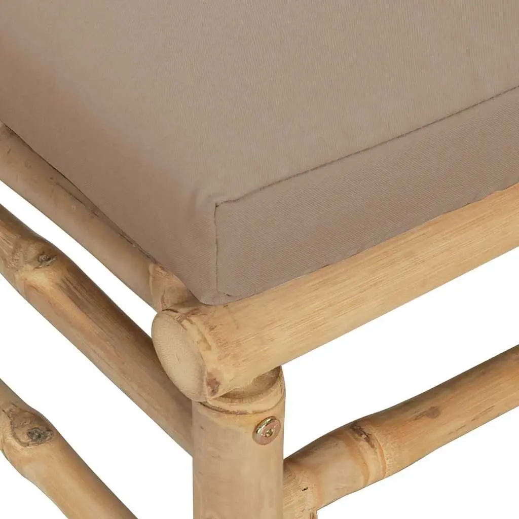 Garden Lounge Set Outdoor Sectional 2 Piece Bamboo Furniture Taupe Cushions