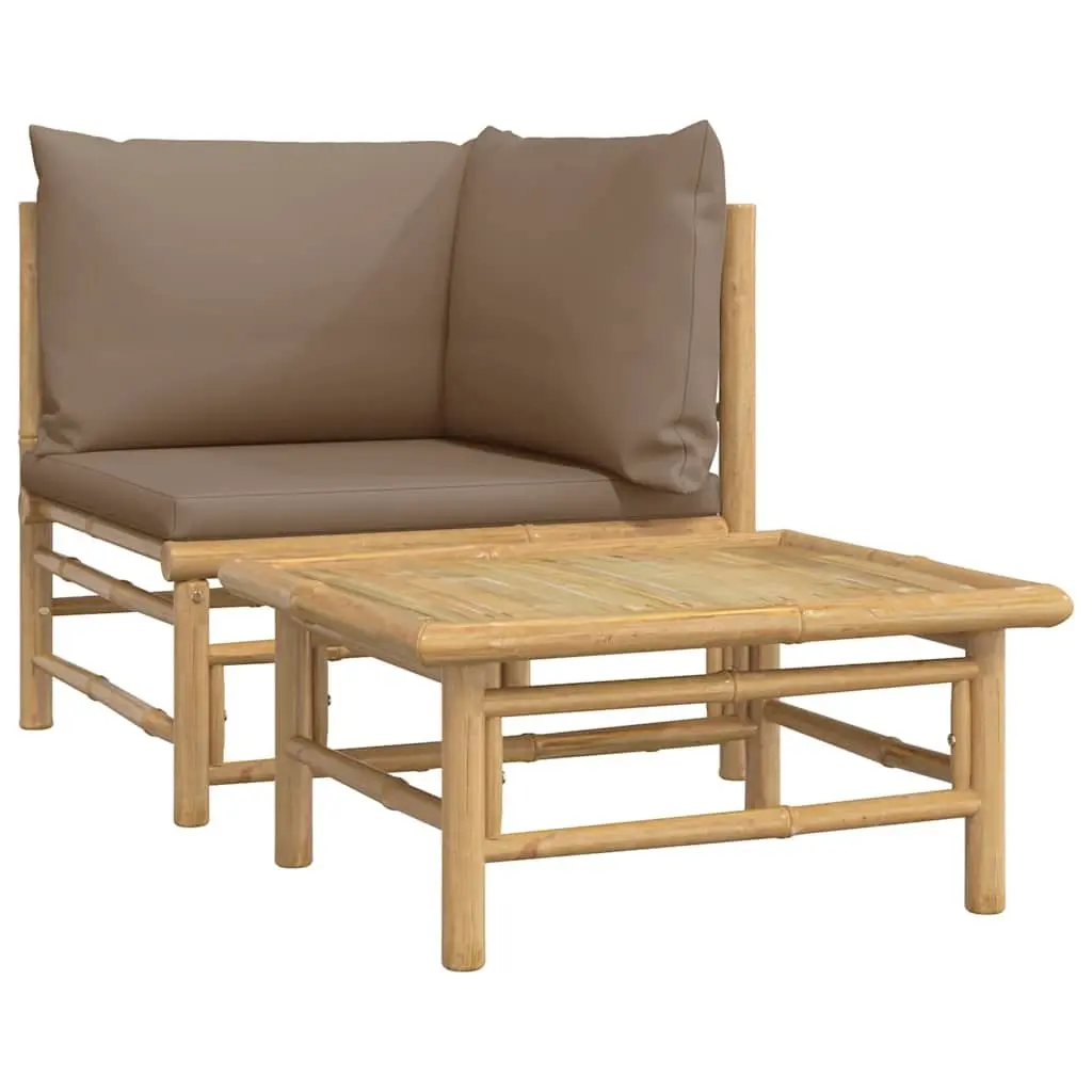 Bamboo Lounge Set with Taupe Cushions