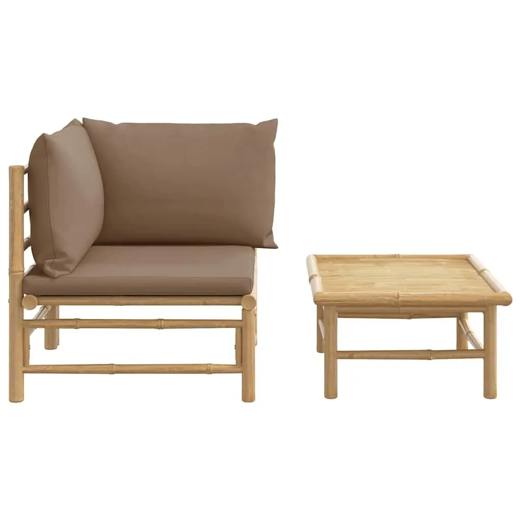 Bamboo Lounge Set with Taupe Cushions