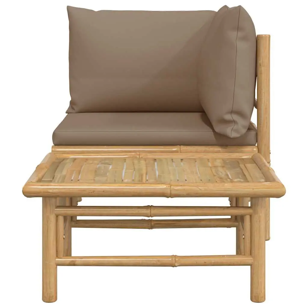 Bamboo Lounge Set with Taupe Cushions