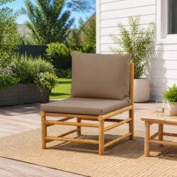 Practical Bamboo Middle Sofa with Comfortable Seating