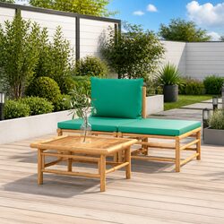Comfortable 3-Piece Garden Lounge Set with Bamboo Design