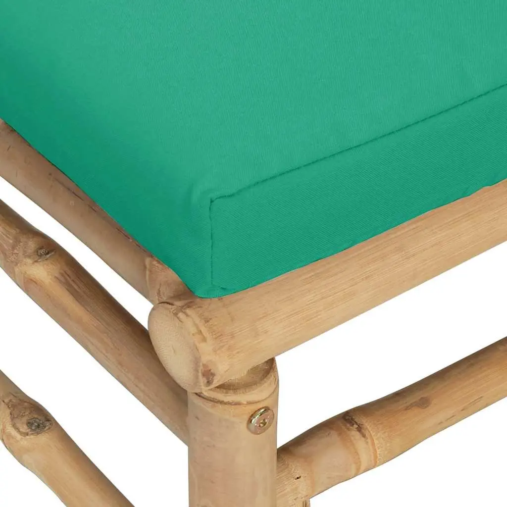 3 Piece Garden Lounge Set Outdoor Sectional Sofa Green Cushions Bamboo