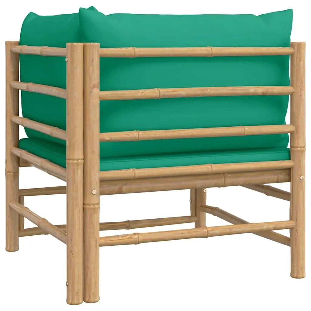 Outdoor Corner Sofa Garden Seating Sectional Unit with Green Cushions
