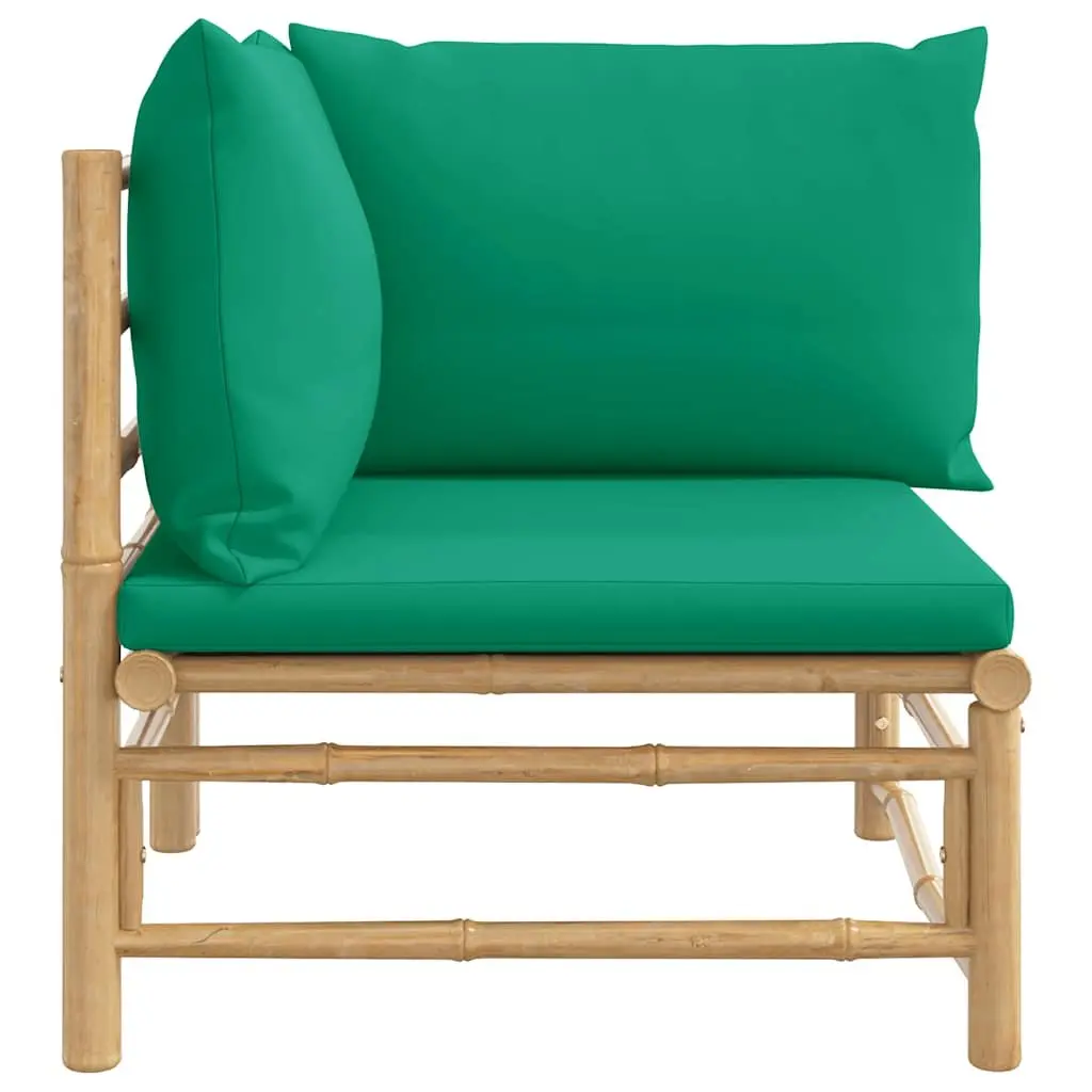 Outdoor Corner Sofa Garden Seating Sectional Unit with Green Cushions
