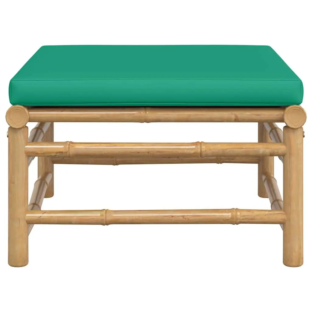 Bamboo Garden Footstool Outdoor Seating with Cushion Green