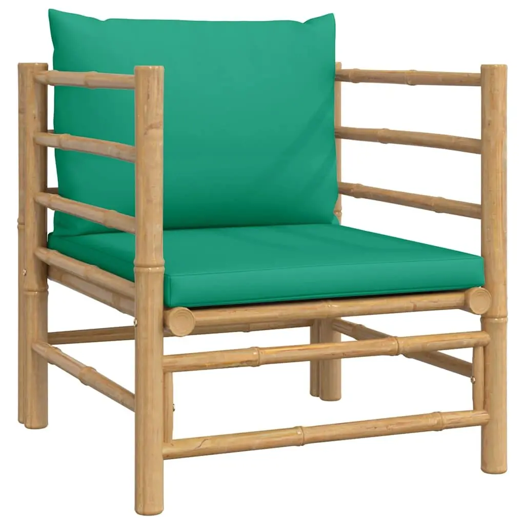 Bamboo Outdoor Garden Sofa Modular Lounge Seating with Green Cushions