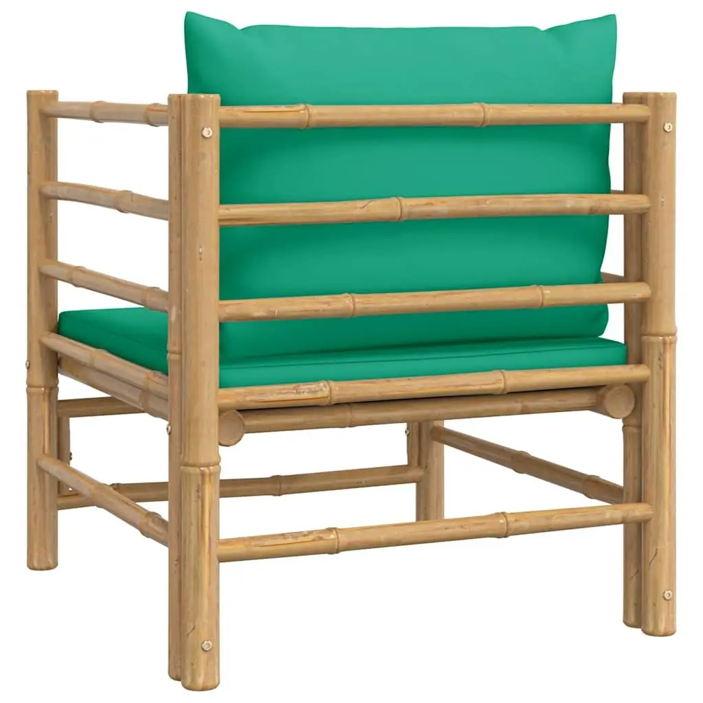 Bamboo Outdoor Garden Sofa Modular Lounge Seating with Green Cushions