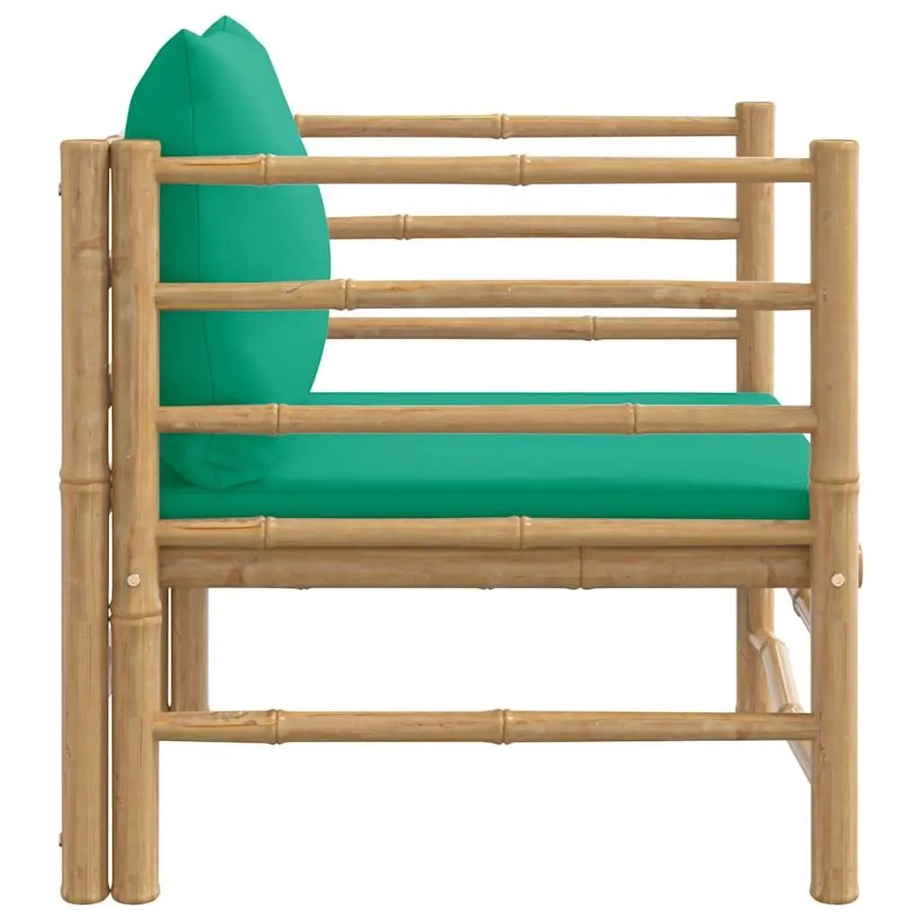 Bamboo Outdoor Garden Sofa Modular Lounge Seating with Green Cushions