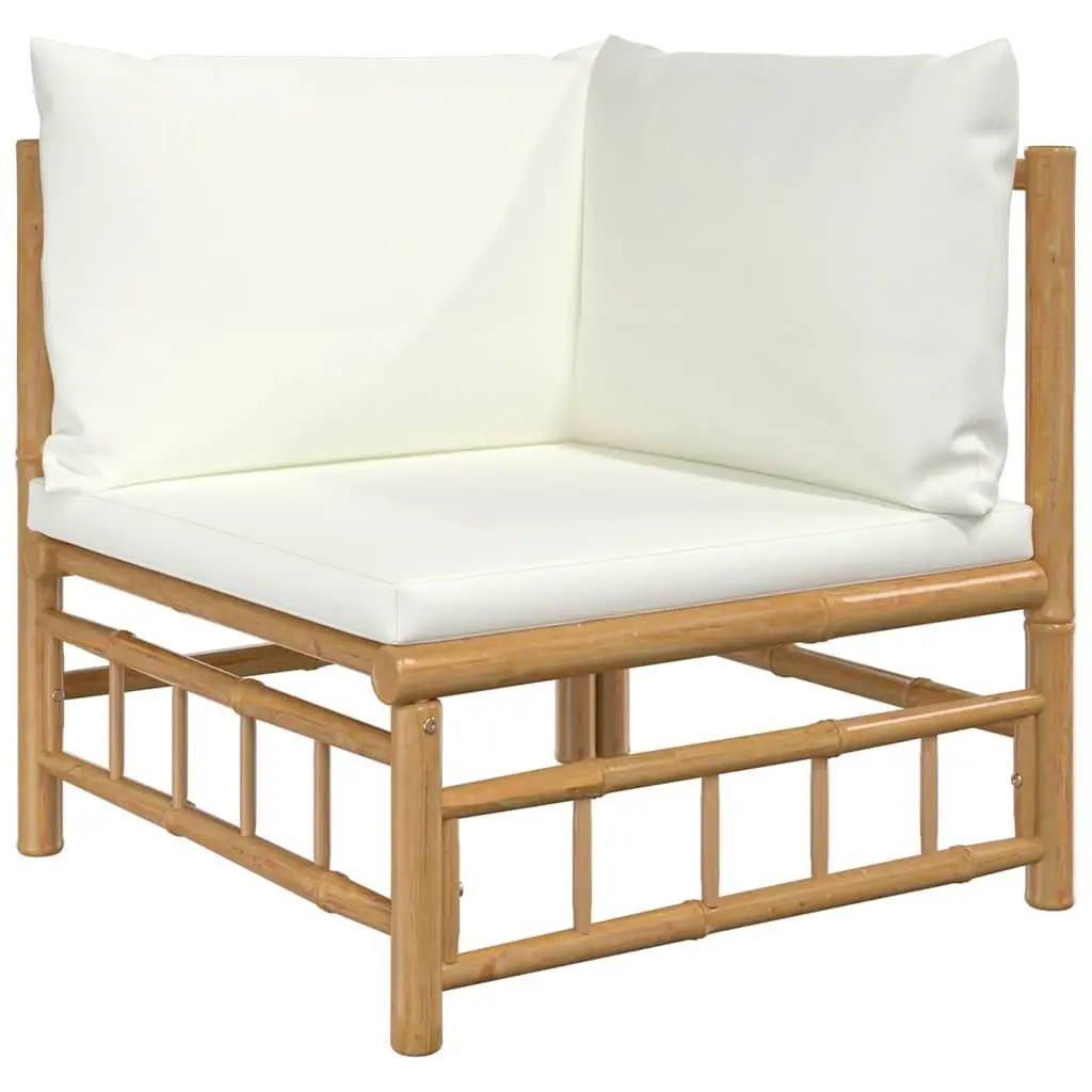 2 Piece Garden Lounge Set Bamboo Outdoor Sofa Cream White