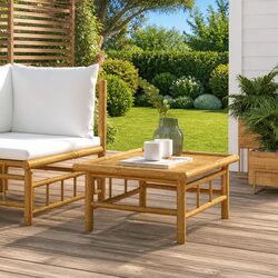 Reliable Brown Bamboo Garden Table 65x55x30cm for Outdoor Use