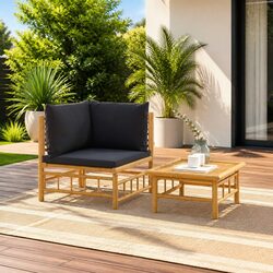 Comfortable Bamboo Lounge Set with Grey Cushions