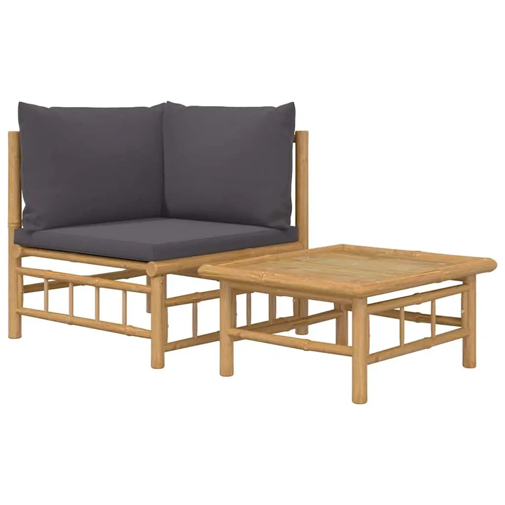 Bamboo Lounge Set with Grey Cushions
