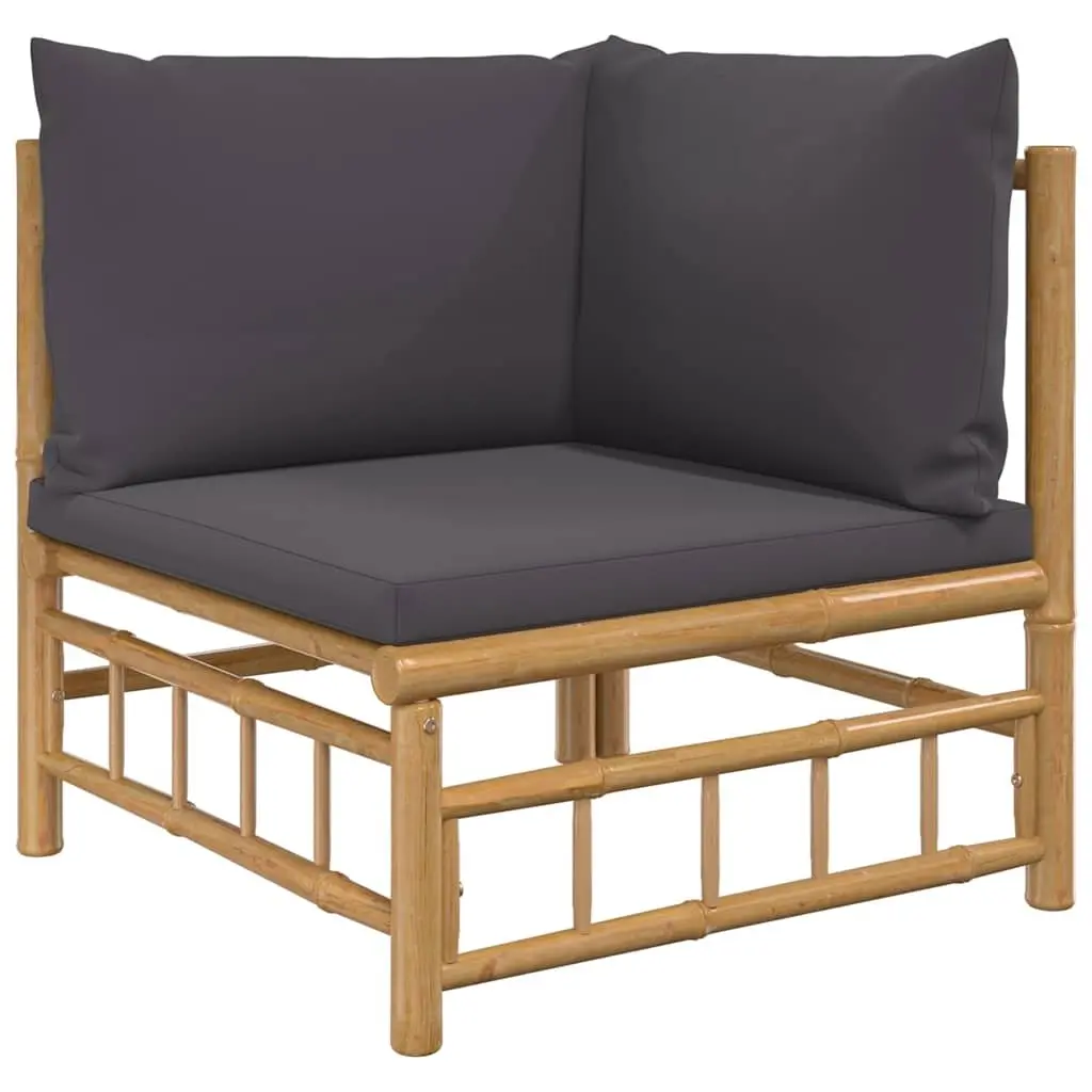 Bamboo Lounge Set with Grey Cushions